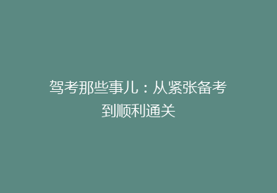 驾考那些事儿：从紧张备考到顺利通关